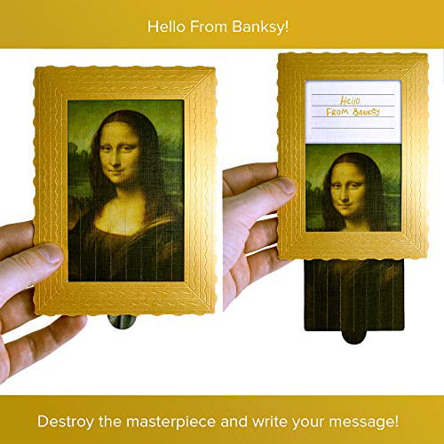 4x6 Vintage card Birthday card for husband Handmade Greeting Cards 3-d Art cards BANKSY Framed greeting card with Holder Composition with Large Red Plane 